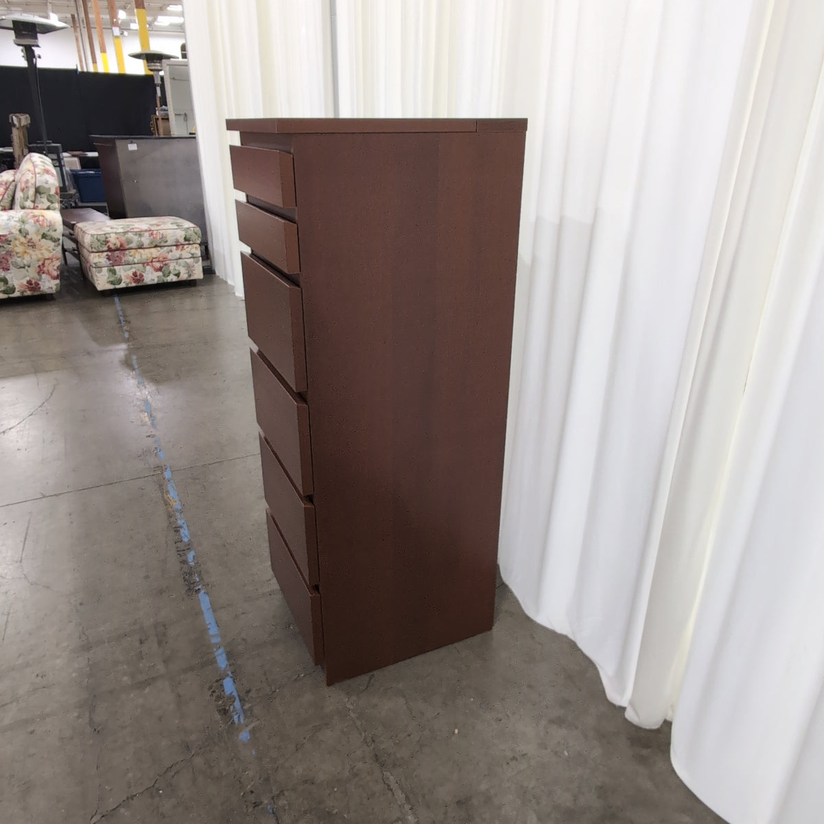 Cherry Finish Tall Wood Dresser