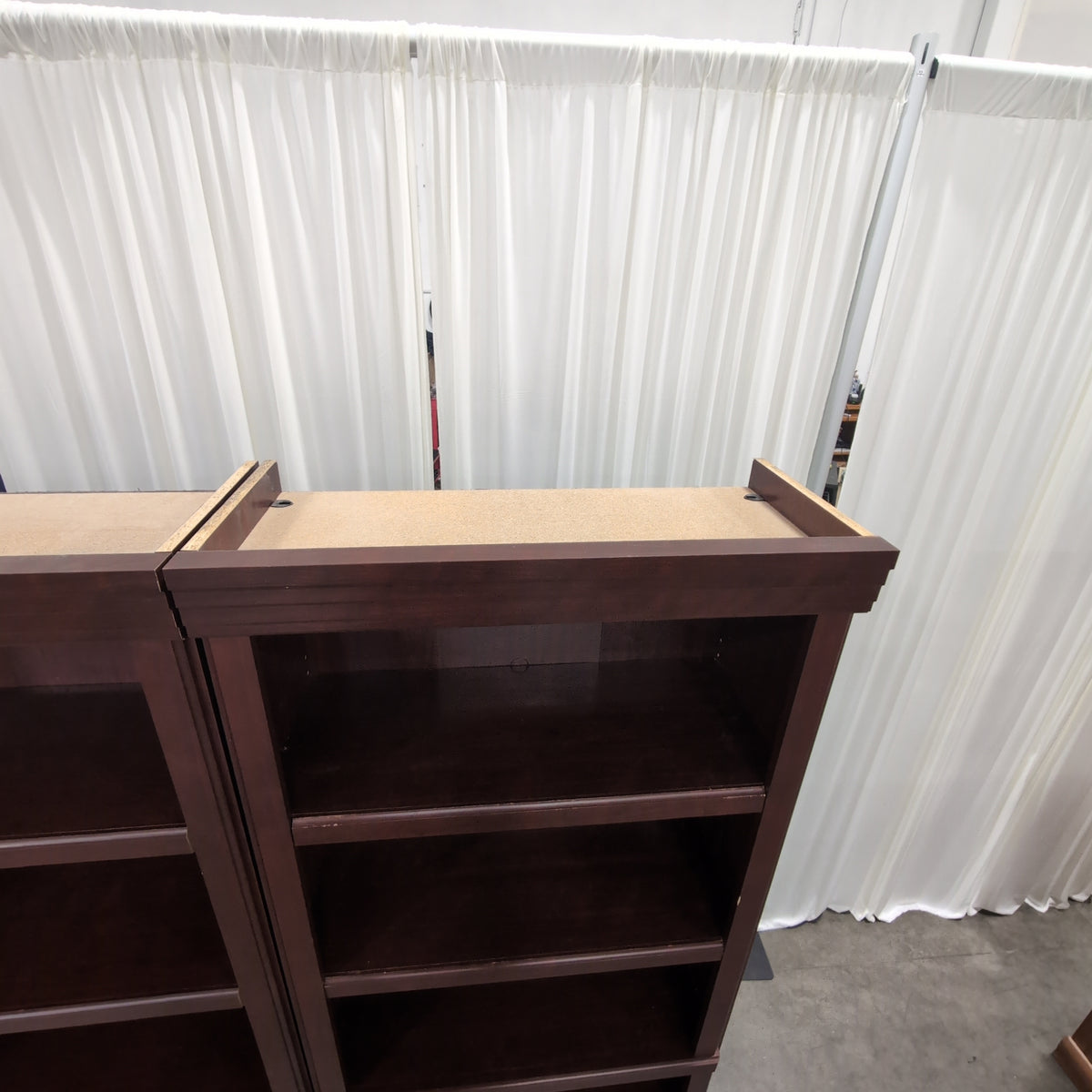 Sauder Dark Brown Three-Section Bookcase with Cabinet Doors
