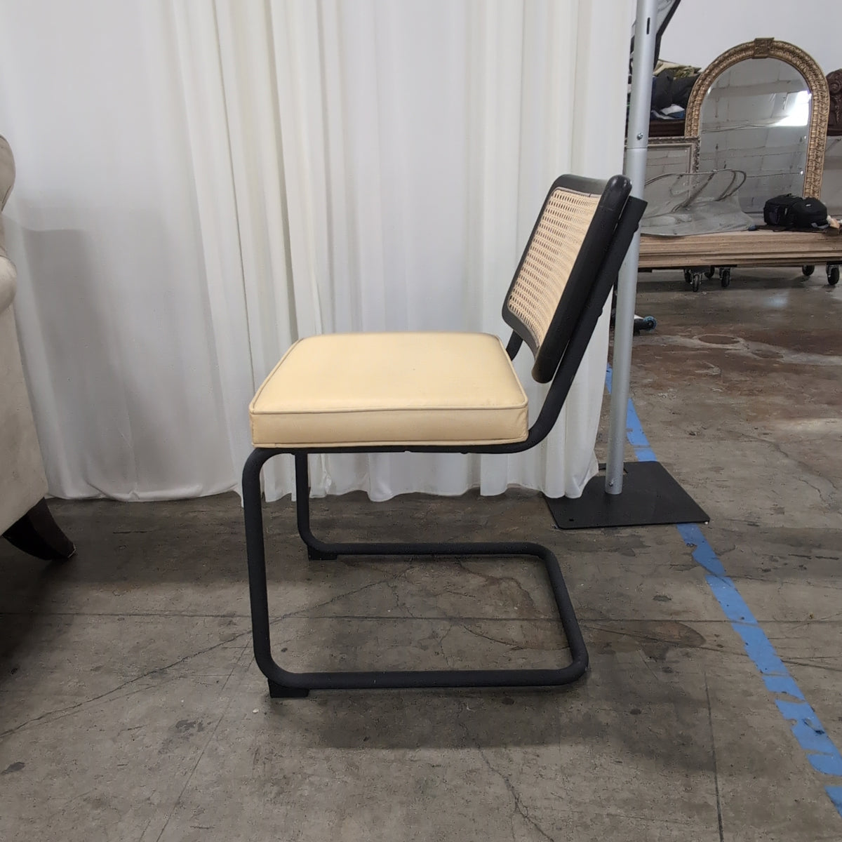 Black Metal Frame Dining Chair with Cane Back