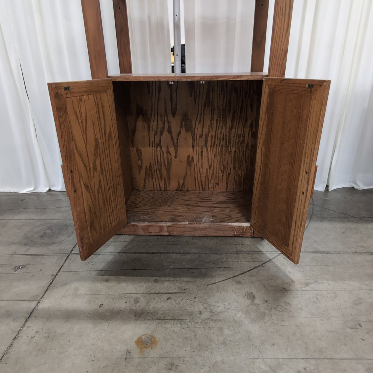 Rounded Top Wood Bookcase with Cabinet Storage