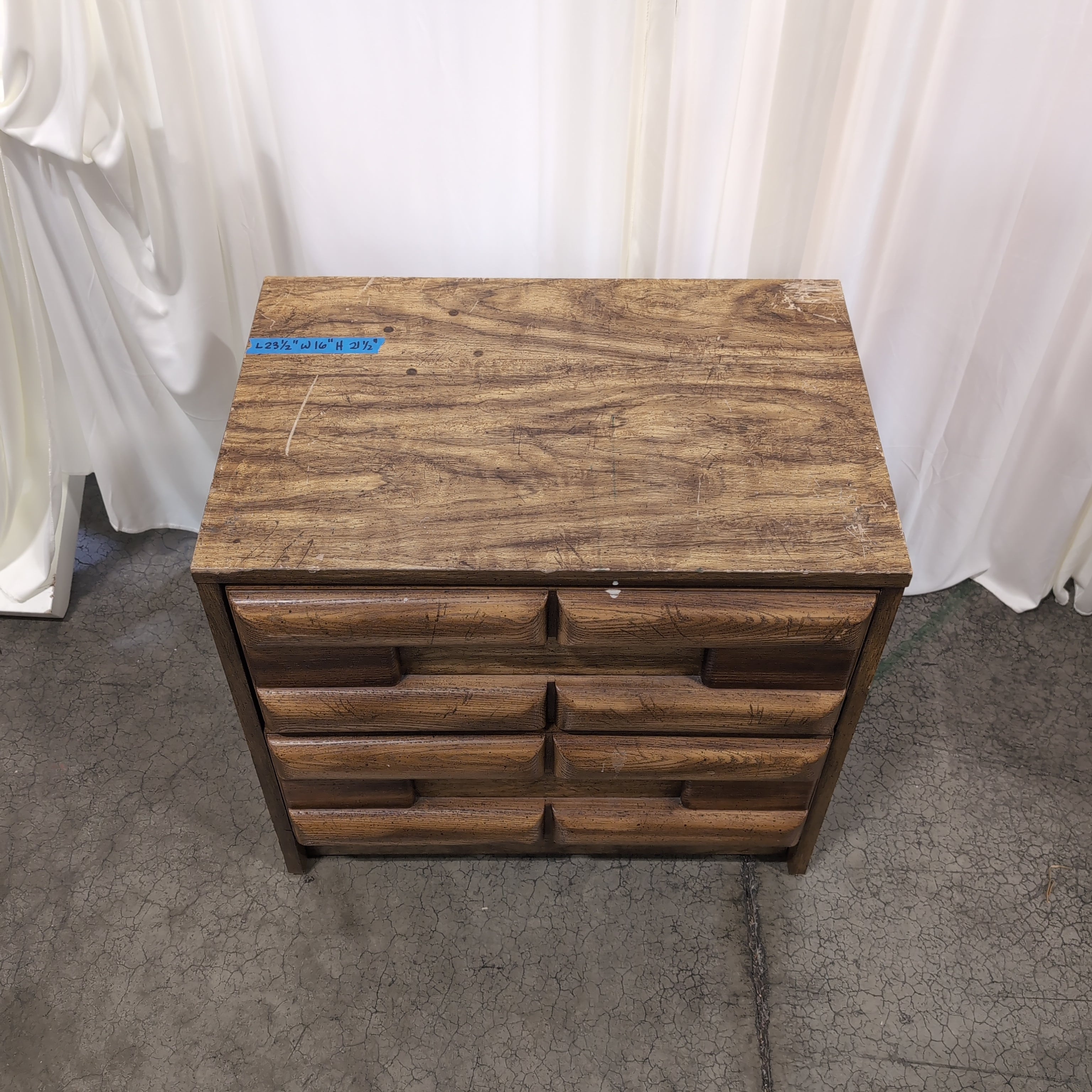 Brown Sculpted Wood Nightstand