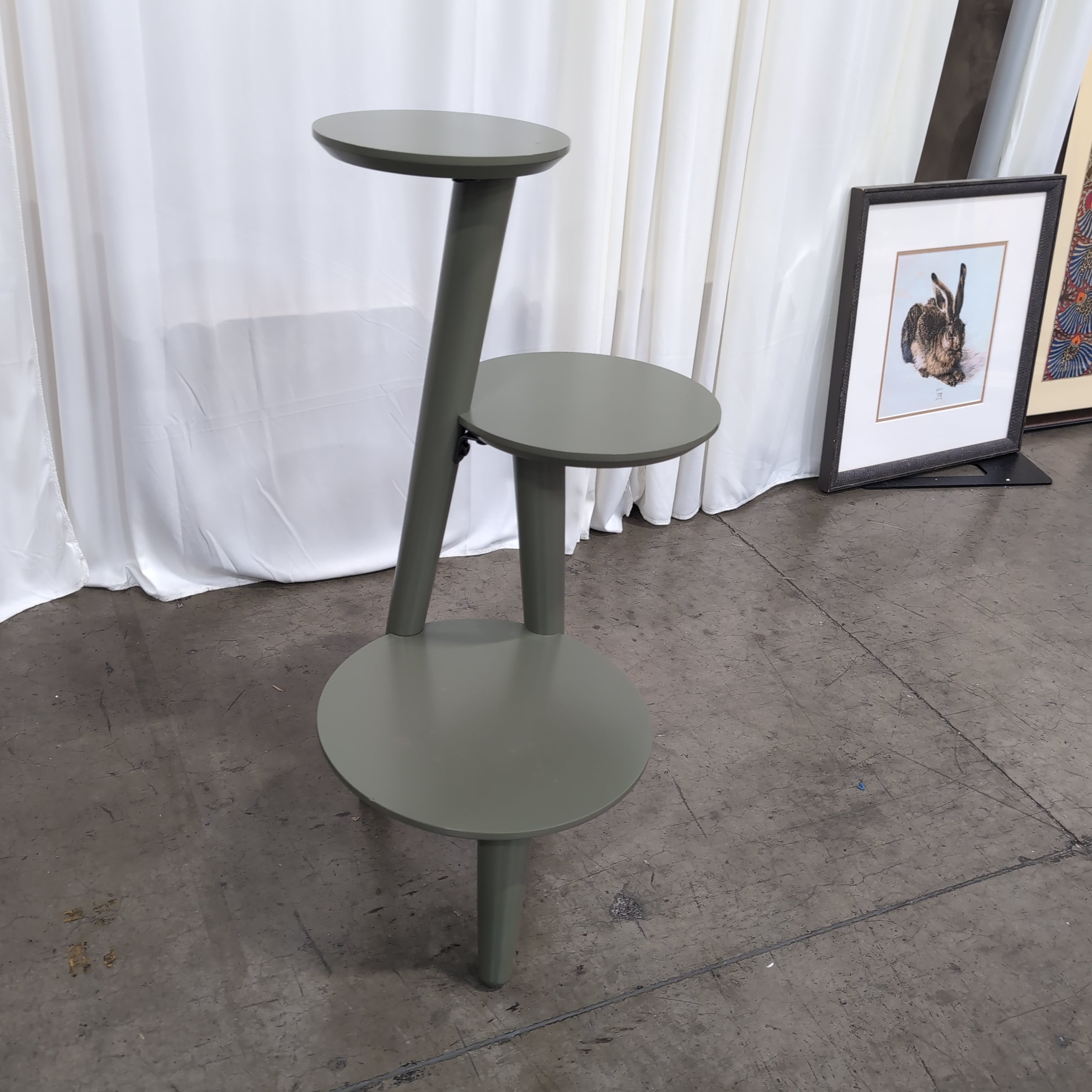 Modern Sage Green Plant Stand with Three Tiers