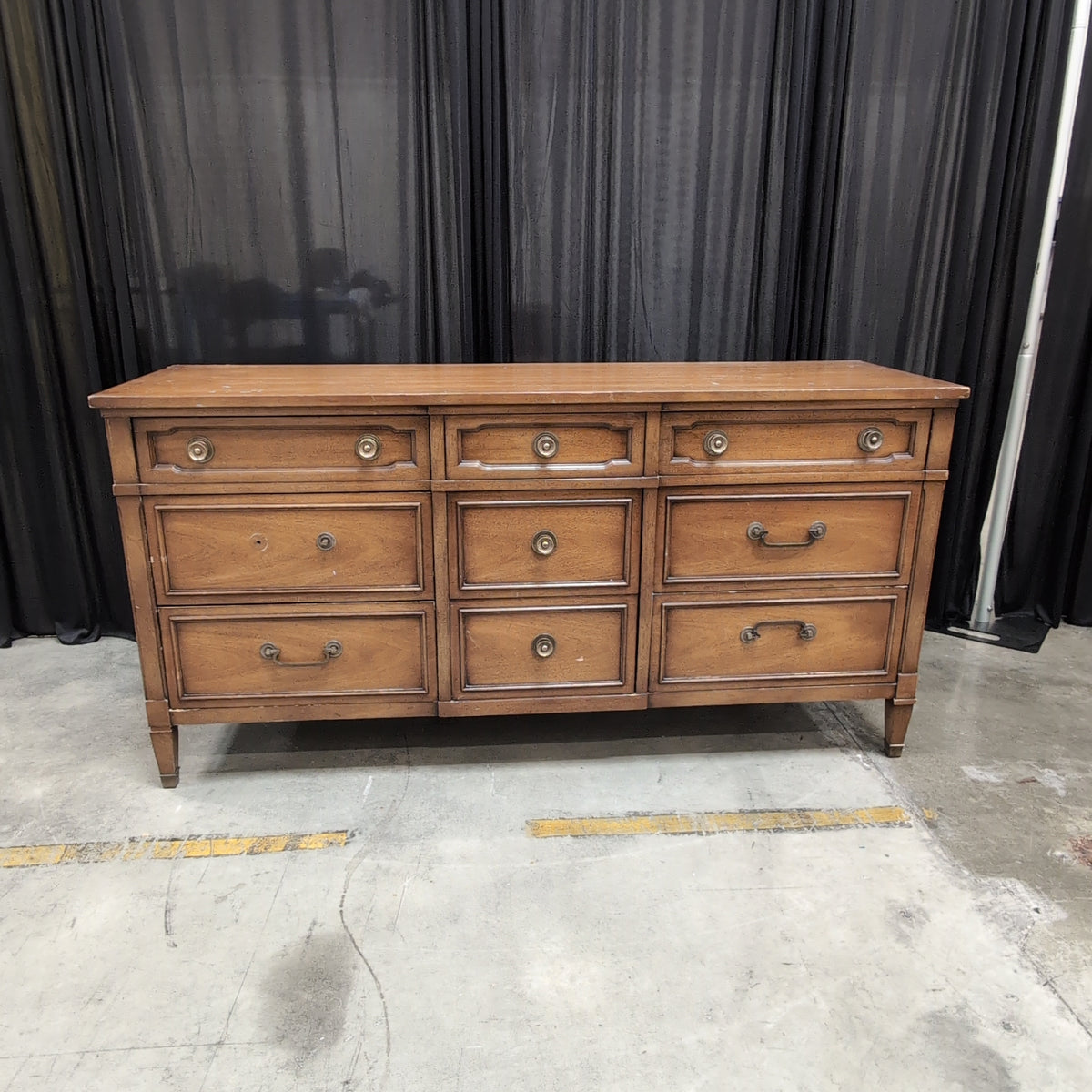Traditional Wood Nine-Drawer Dresser with Ornate Hardware