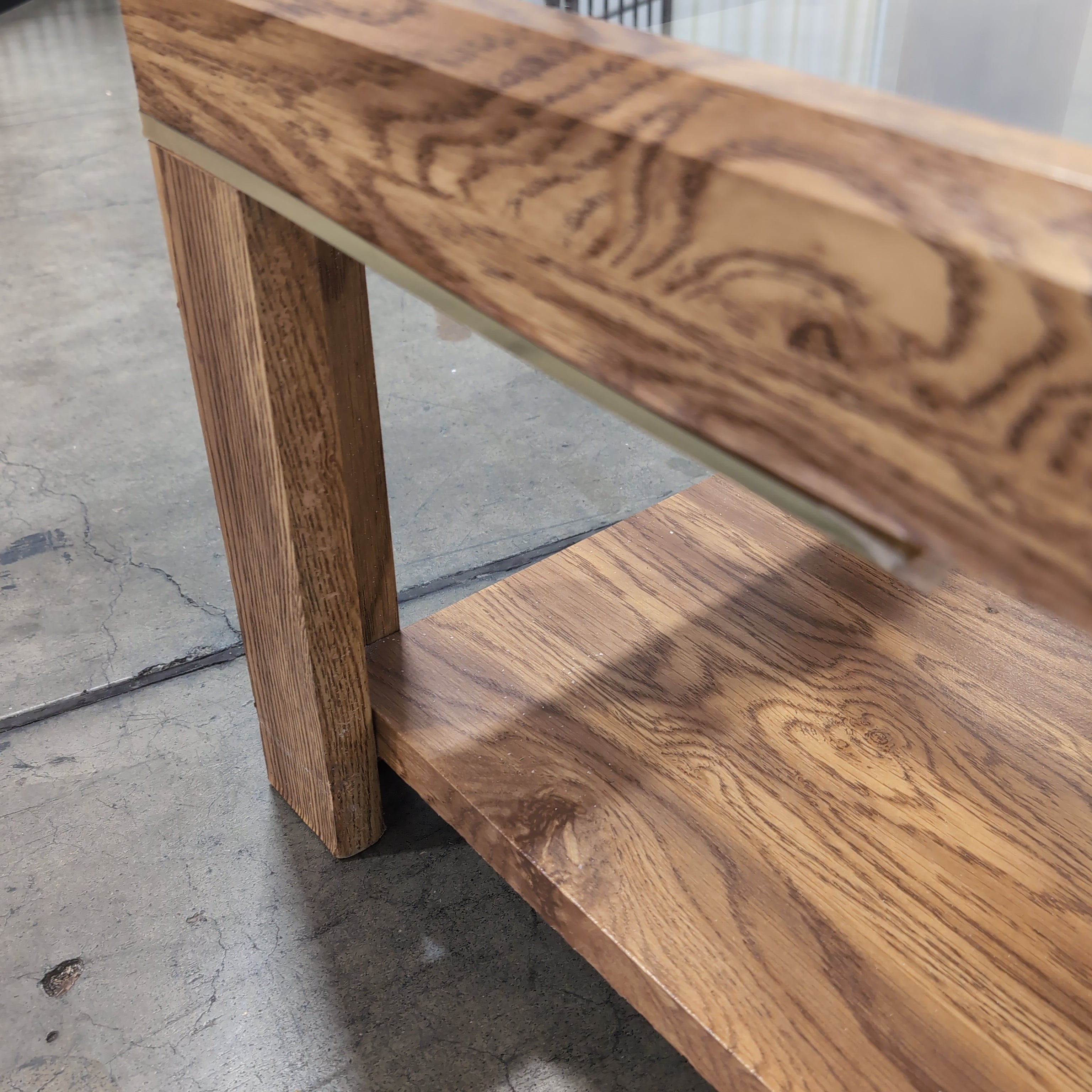 Rectangular Wood Coffee Table with Glass Top