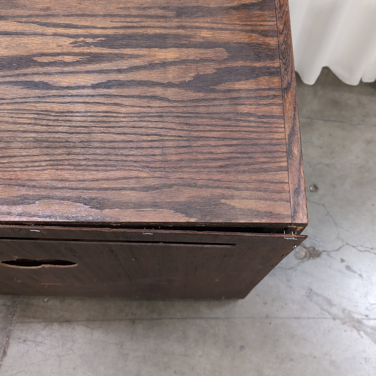 Dark Stained Wood TV Stand with Glass Doors