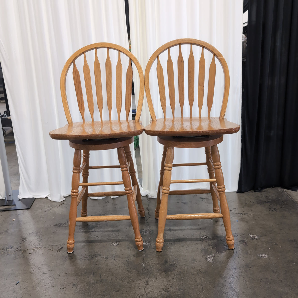 Pair of A-AMERICA Natural Oak-Tone Spindle Back Dining Chair