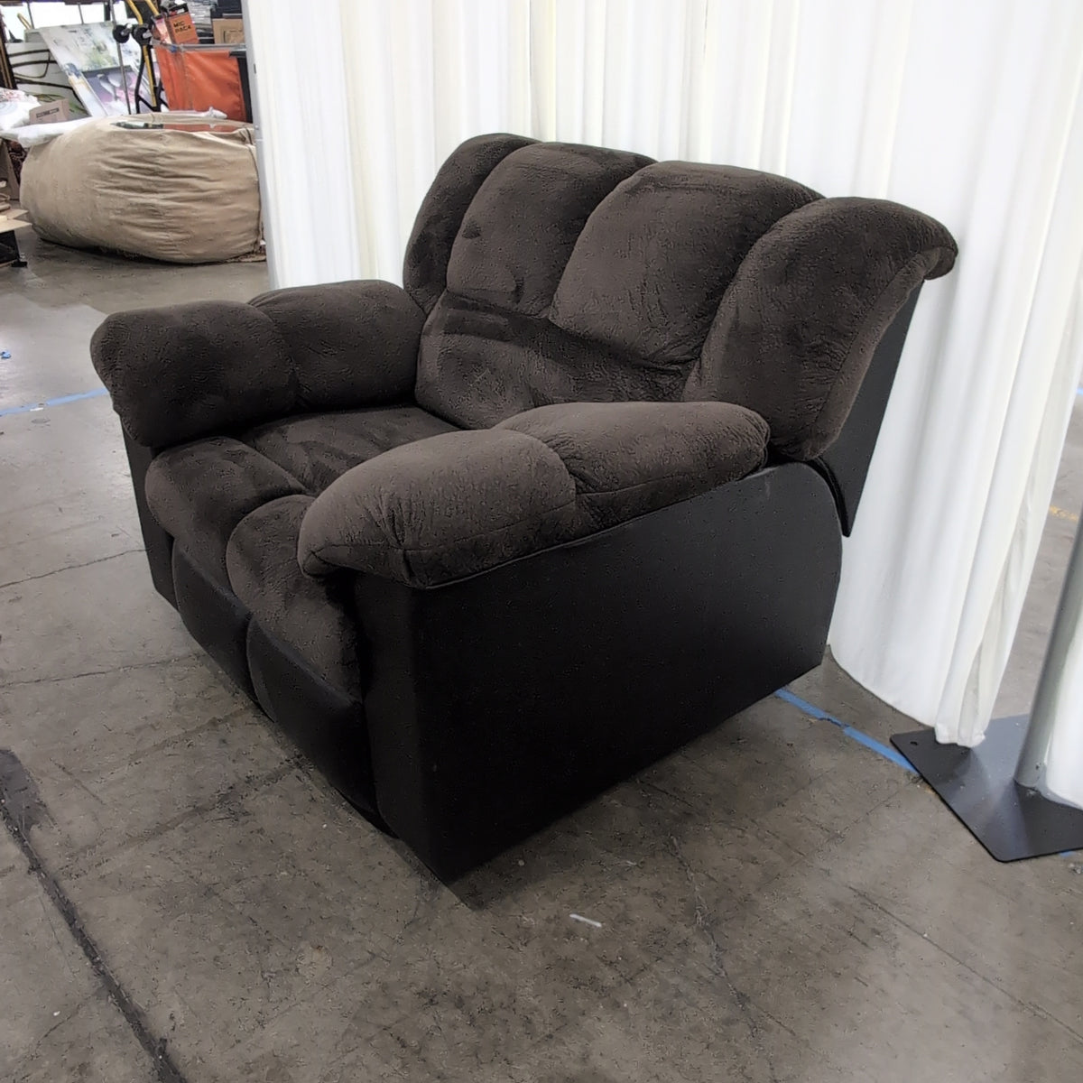 Charcoal Fabric Recliner with Faux Leather Accents