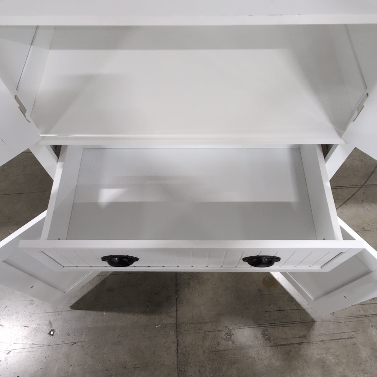 Homcom White Beadboard Pantry Cabinet with Drawers