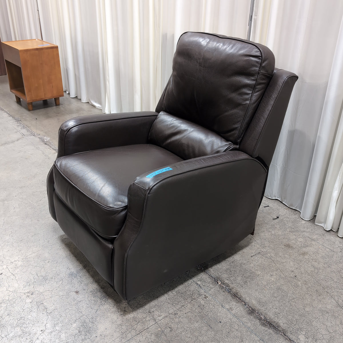 Dark Brown Leather Recliner with Lever Handle