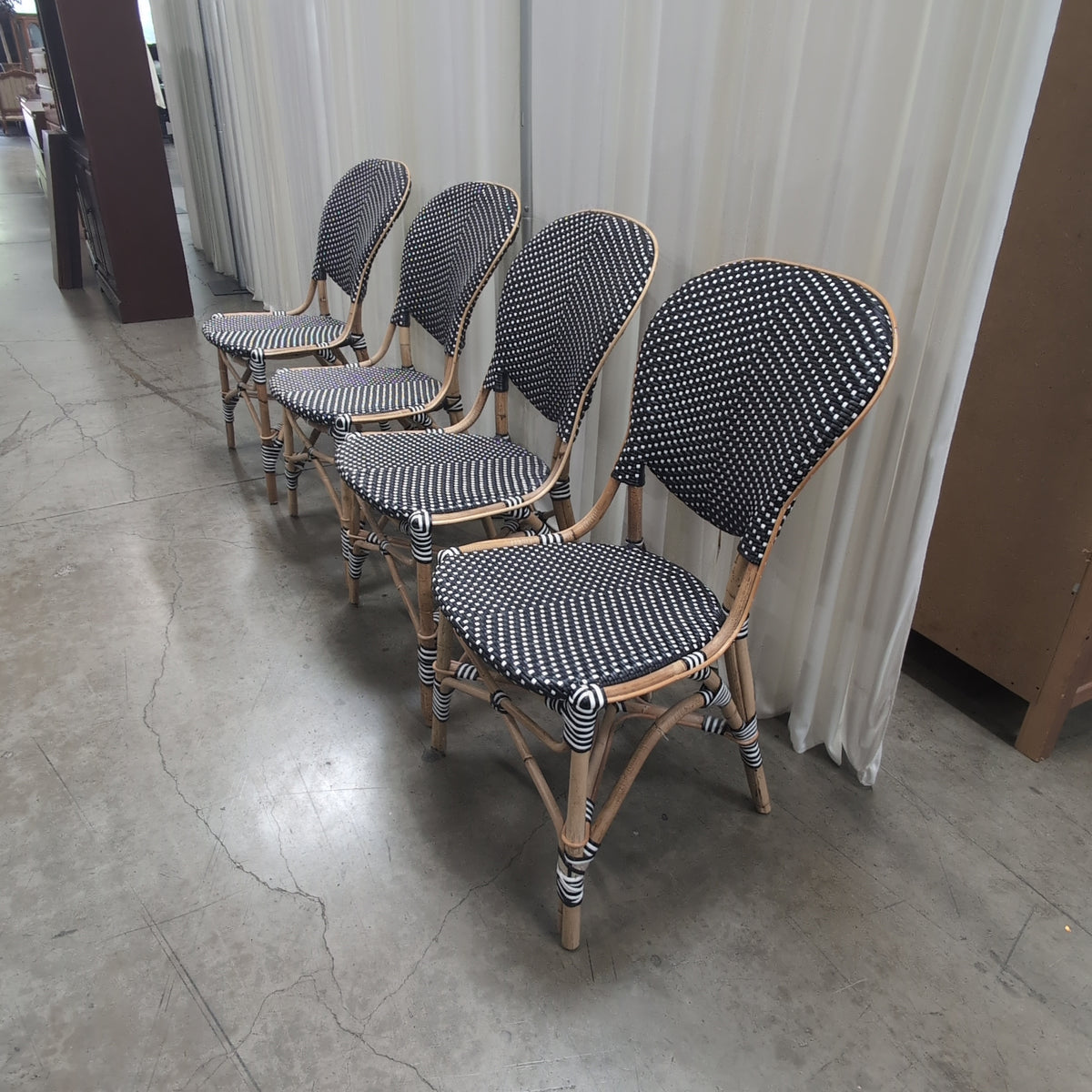 French Bistro Black and White Woven Chair