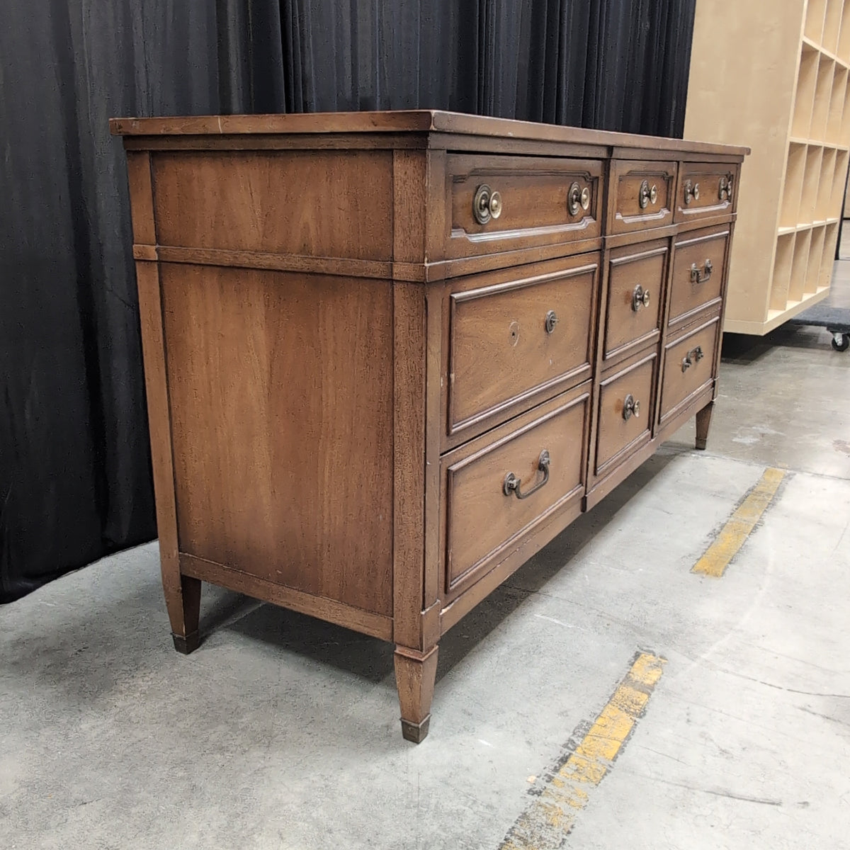 Traditional Wood Nine-Drawer Dresser with Ornate Hardware