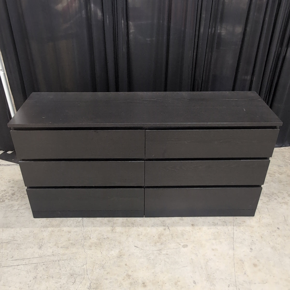 Dark Gray Six-Drawer Dresser in Wood Finish