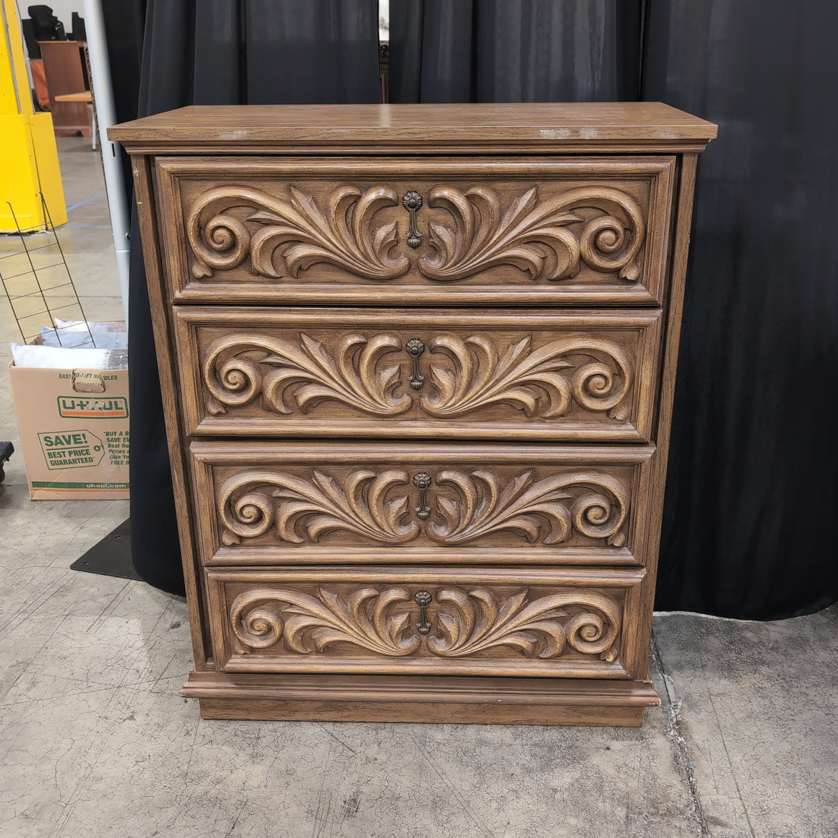 Traditional Brown Wood Dresser with Carved Fronts