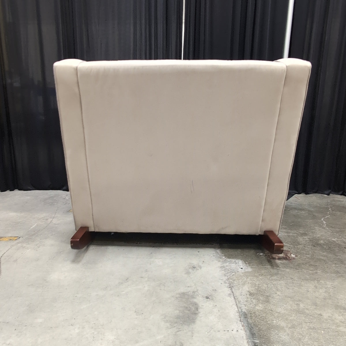 Cream Upholstered Rocking Chair with Wood Base