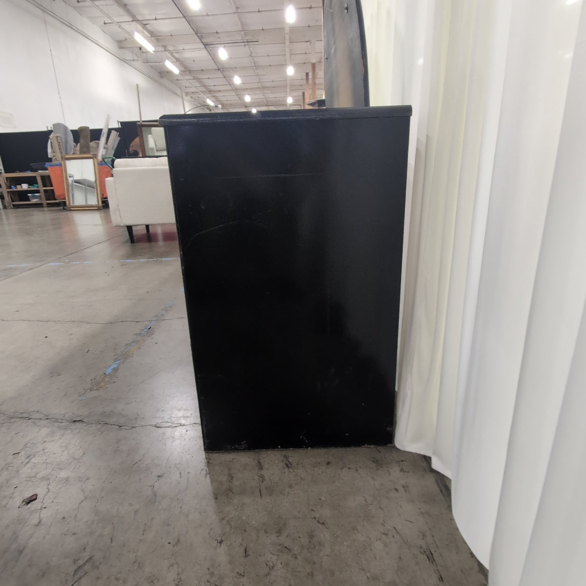 Black Glossy Six-Drawer Dresser with Mirror