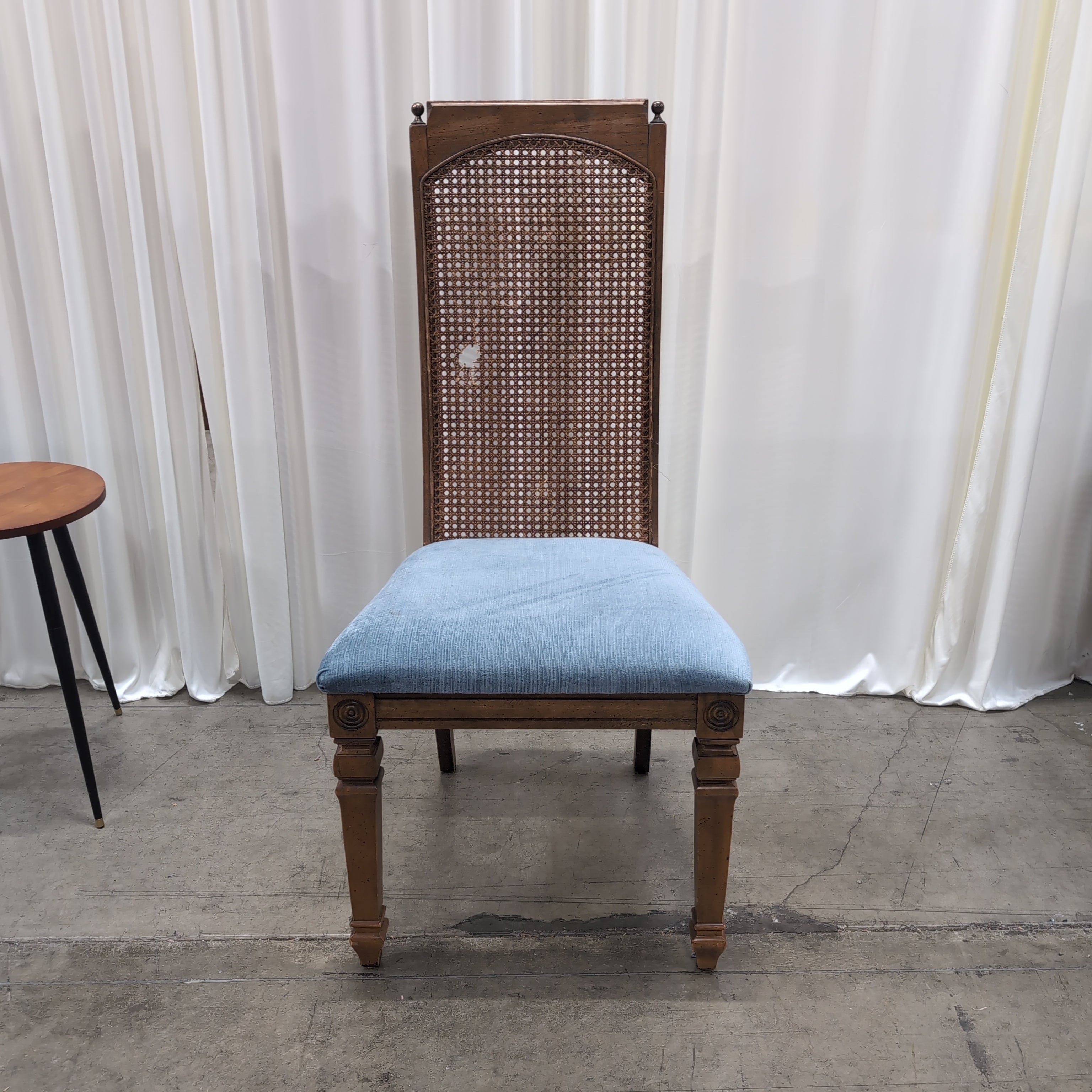 French Provincial Style Wood Dining Chair with Cane Back