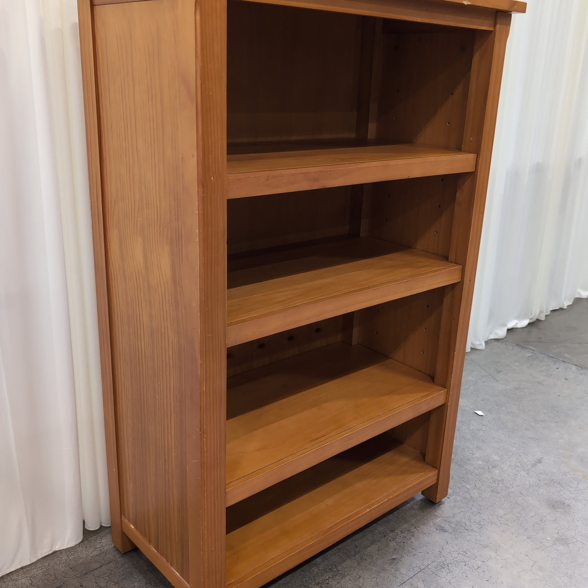 Light Brown Wood Five-Shelf Bookcase