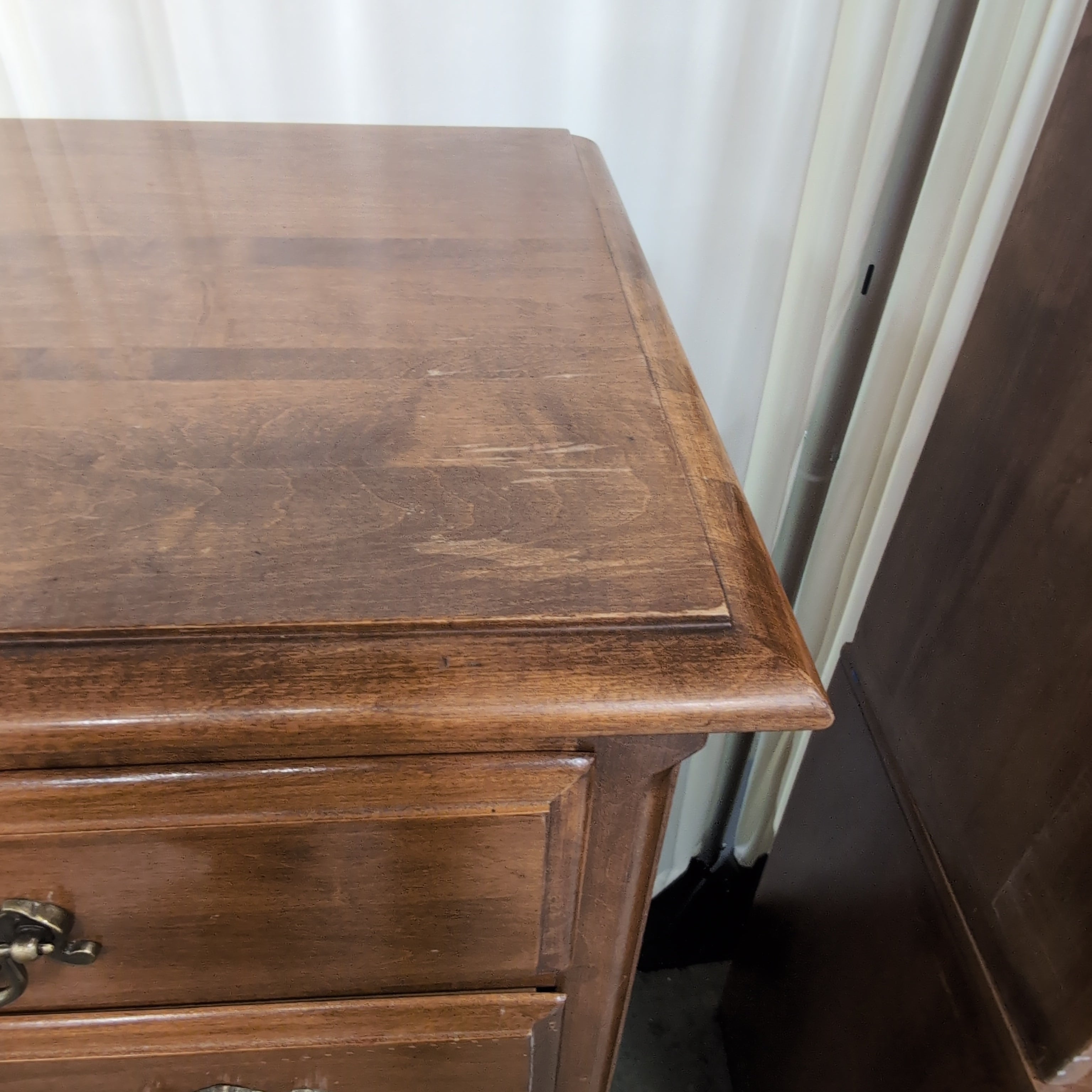 Ethan Allen Traditional Brown Wood Dresser with Ornate Hardware