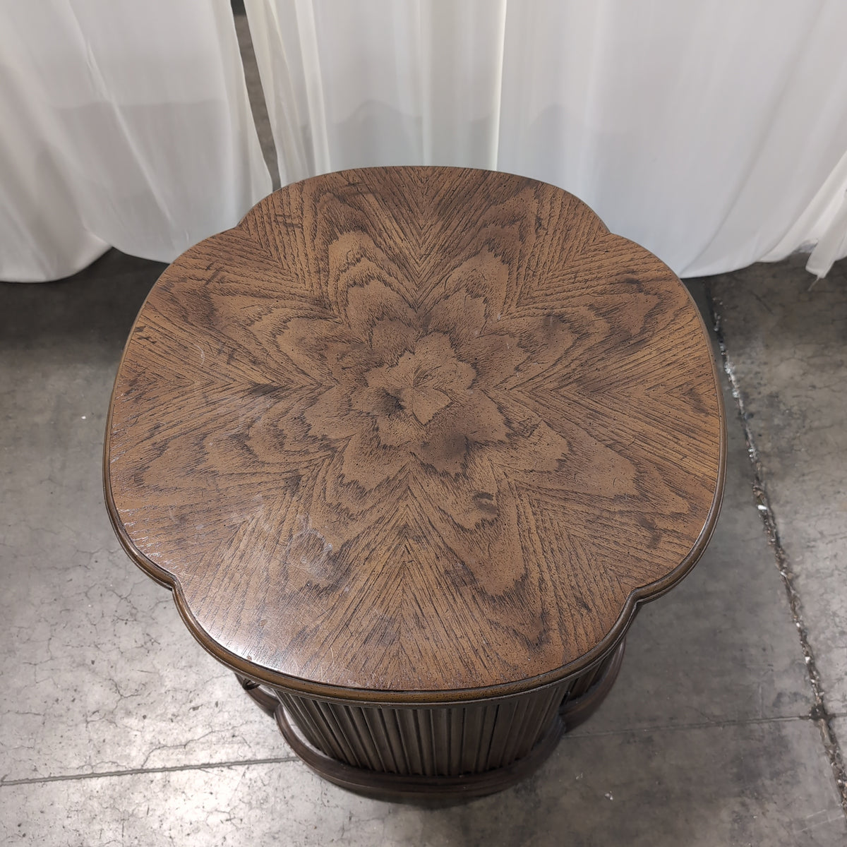 Dark Wood Curved Fluted Console Table