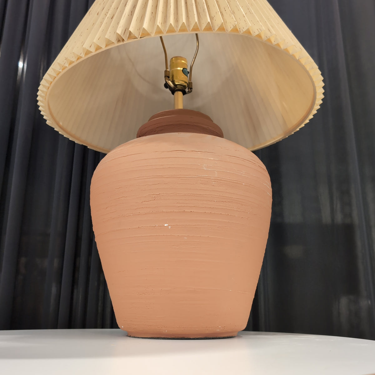 Terracotta Base Table Lamp with Pleated Shade