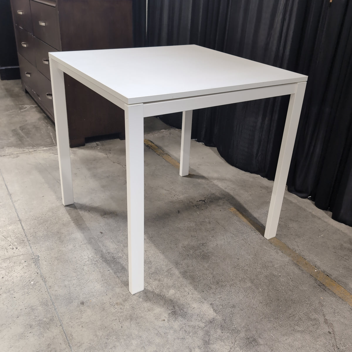 Square Grey Top Dining Table with White Legs