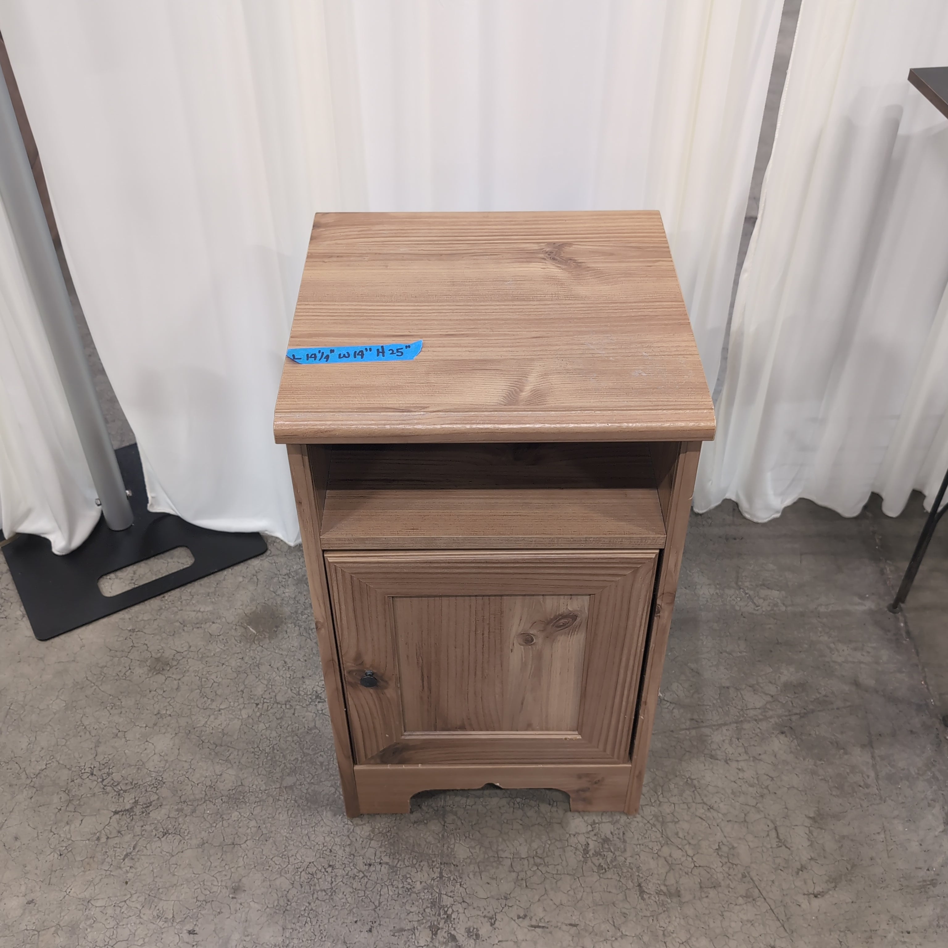 Natural Wood Single-Door Nightstand with Molded Top