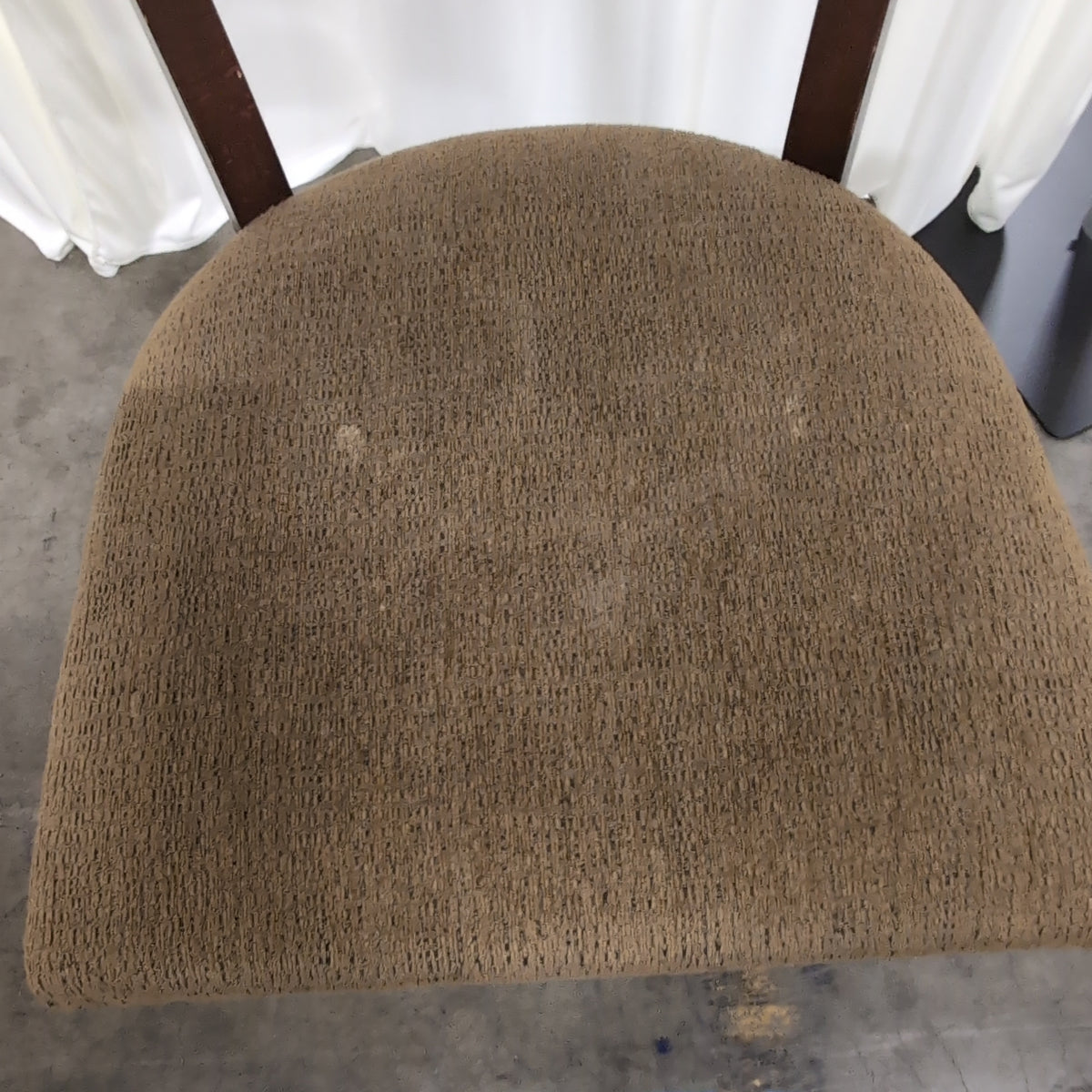 Dark Wood Lattice Back Dining Chair with Upholstered Seat