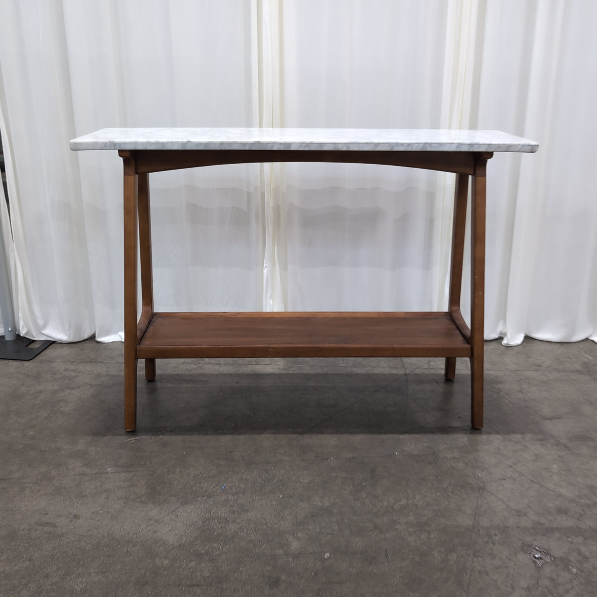 White Marble Top Wood Console Table with Shelf