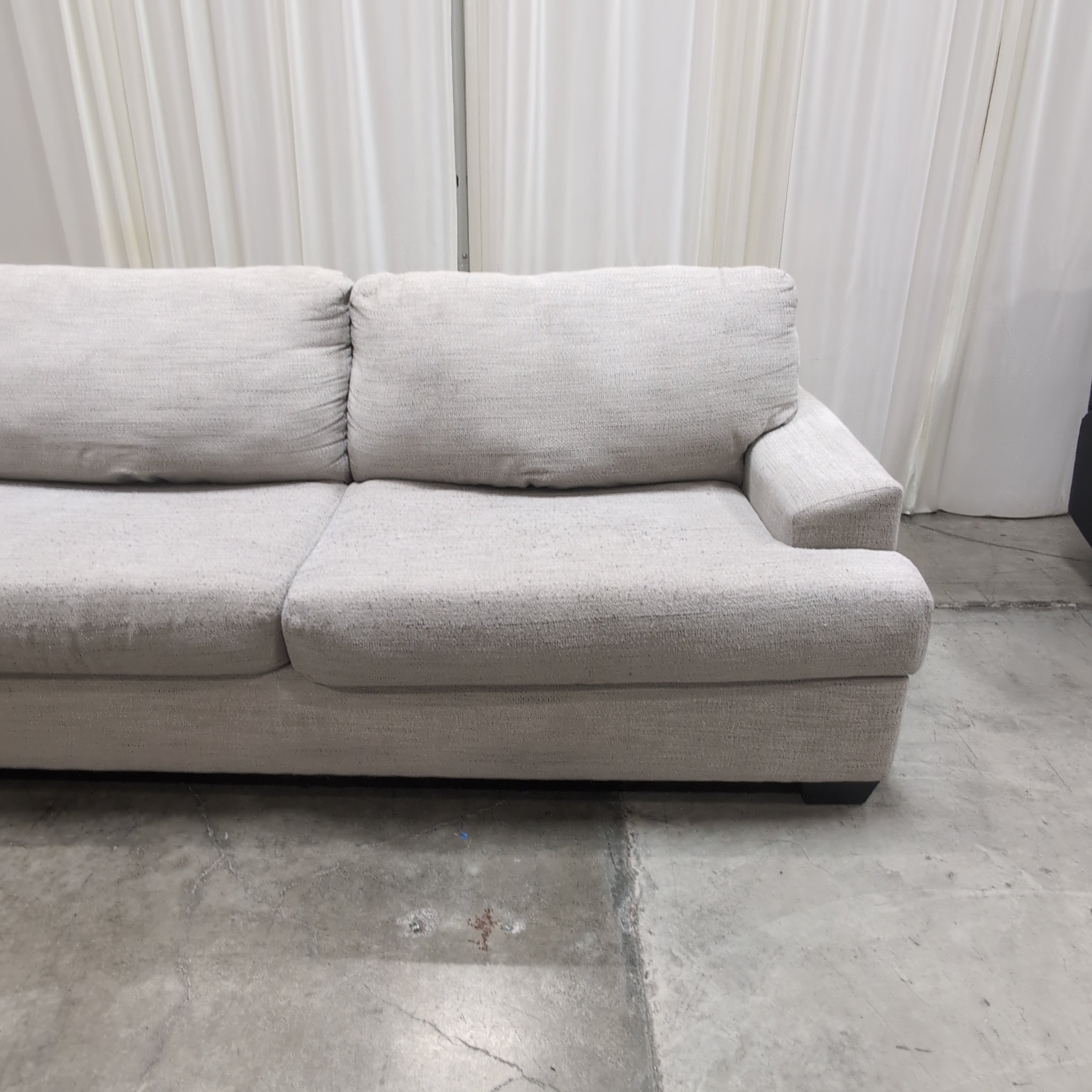 Textured Grey Two-Cushion Couch
