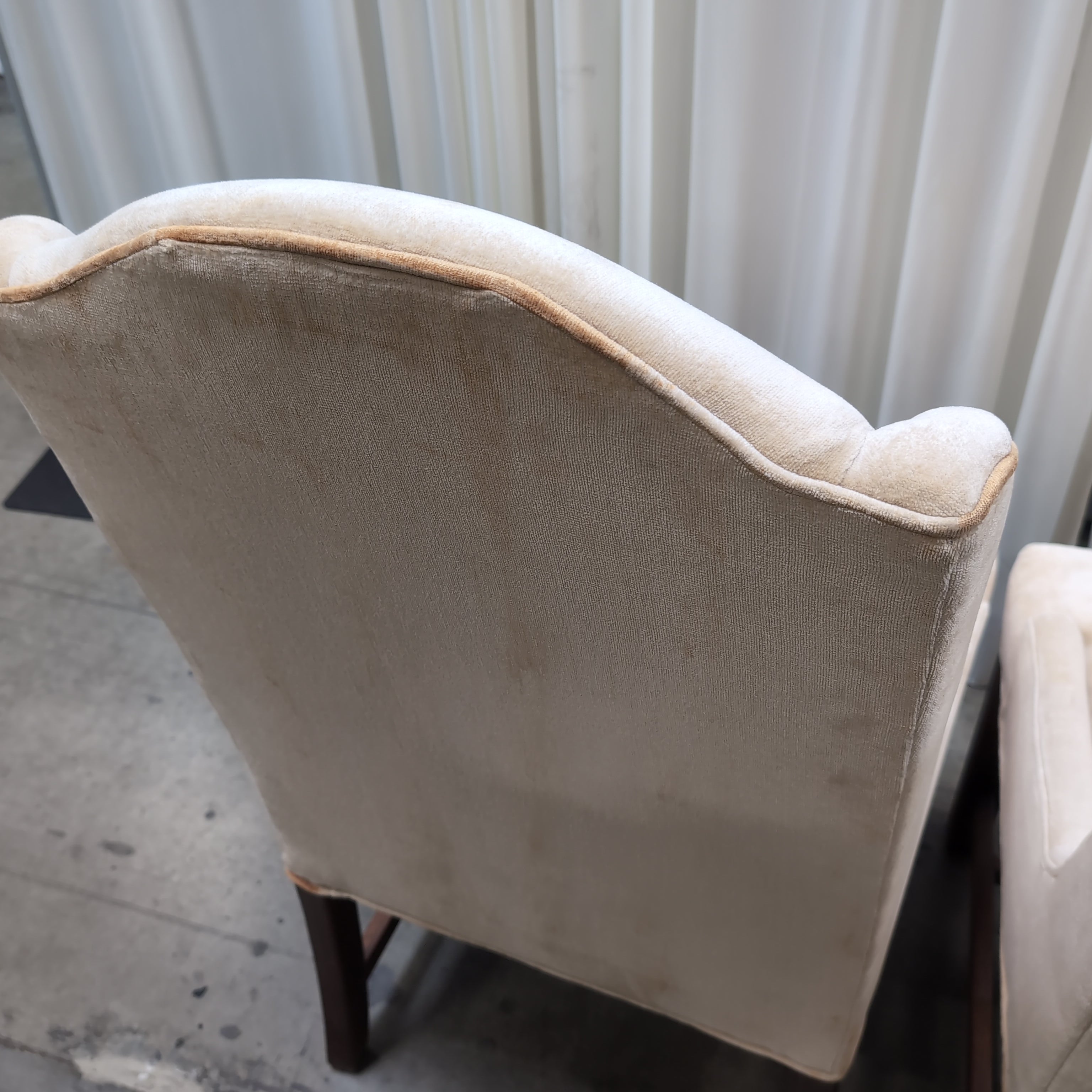 Wingback Style Upholstered Dining Chair in Beige Fabric