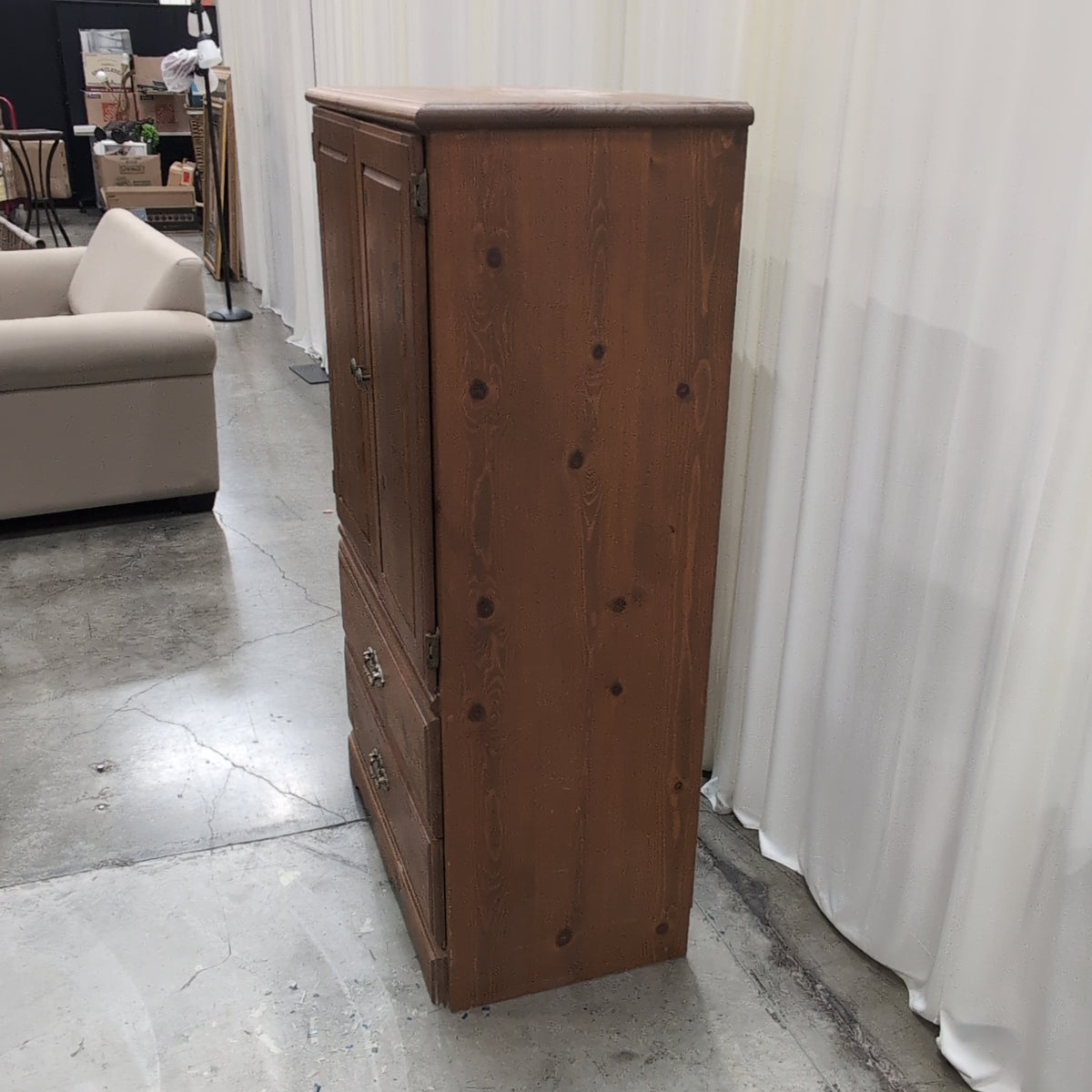 Rustic Pine Wood Small Armoire