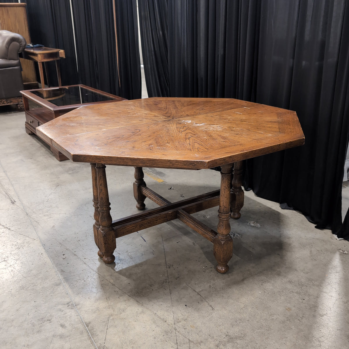 Drexel Traditional Octagonal Dining Table in Stained Wood