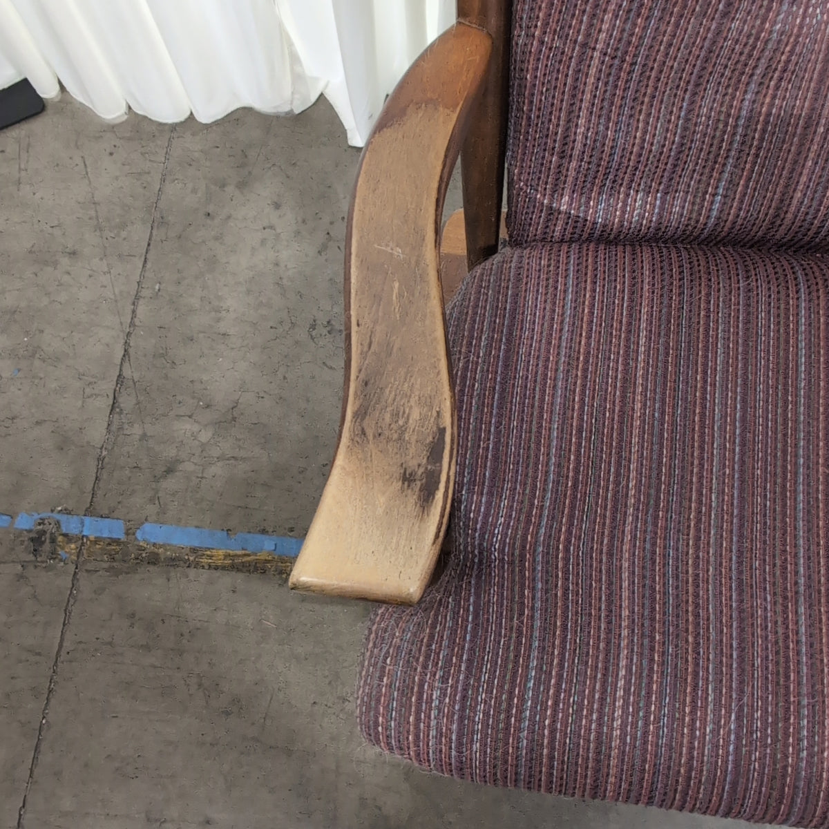 Traditional Wood Glider Rocking Chair with Striped Fabric