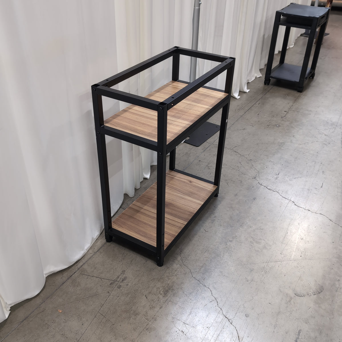 Industrial Black Metal Two-Tier Bookcase
