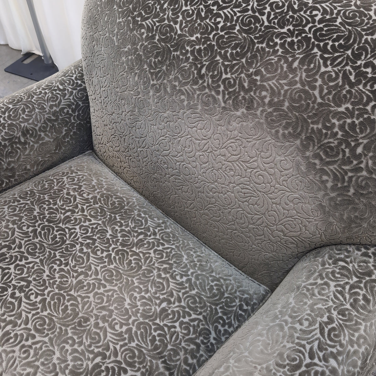 Traditional Sage Green Patterned Velvet Club Chair