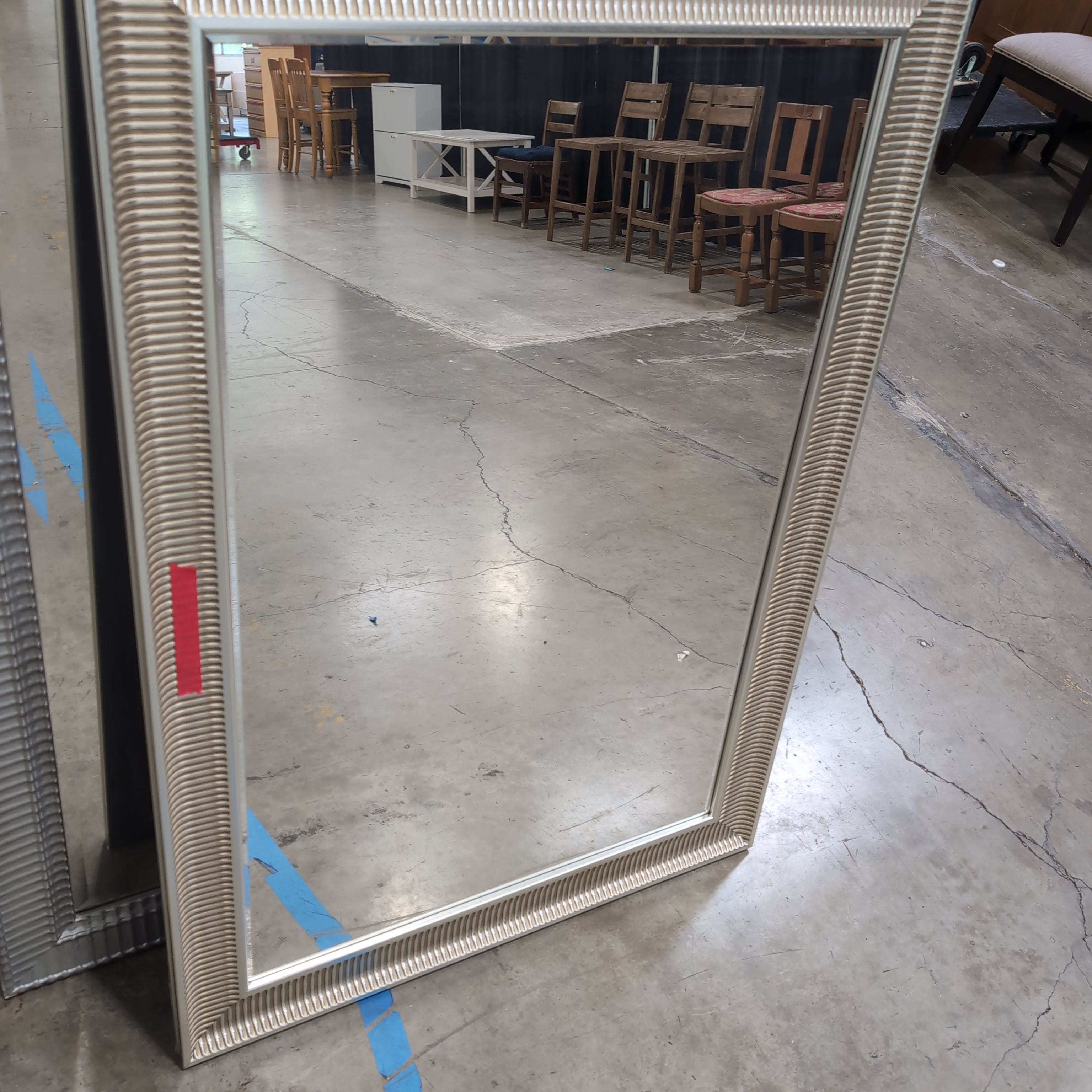 Rectangular Silver Reeded Frame Wall Mirror