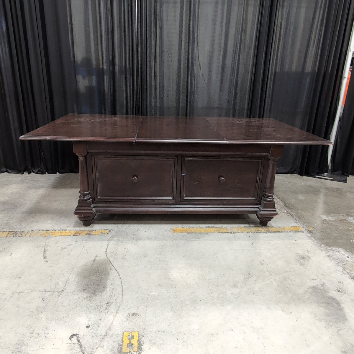 Dark Wood Traditional Storage Coffee Table with Drawers