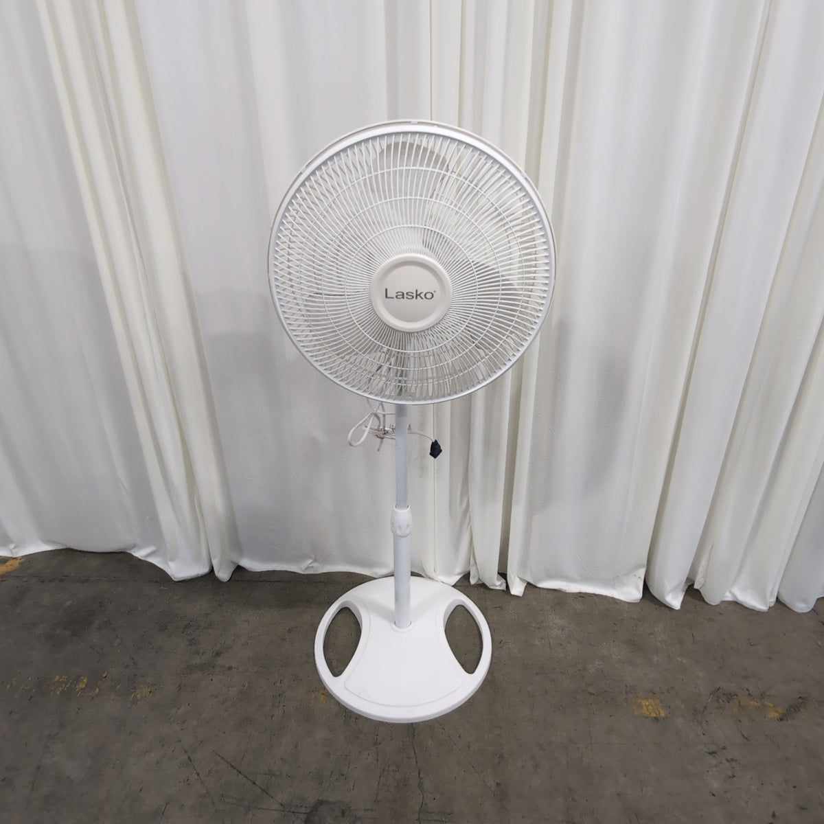 White Lasko Adjustable Height Pedestal Fan