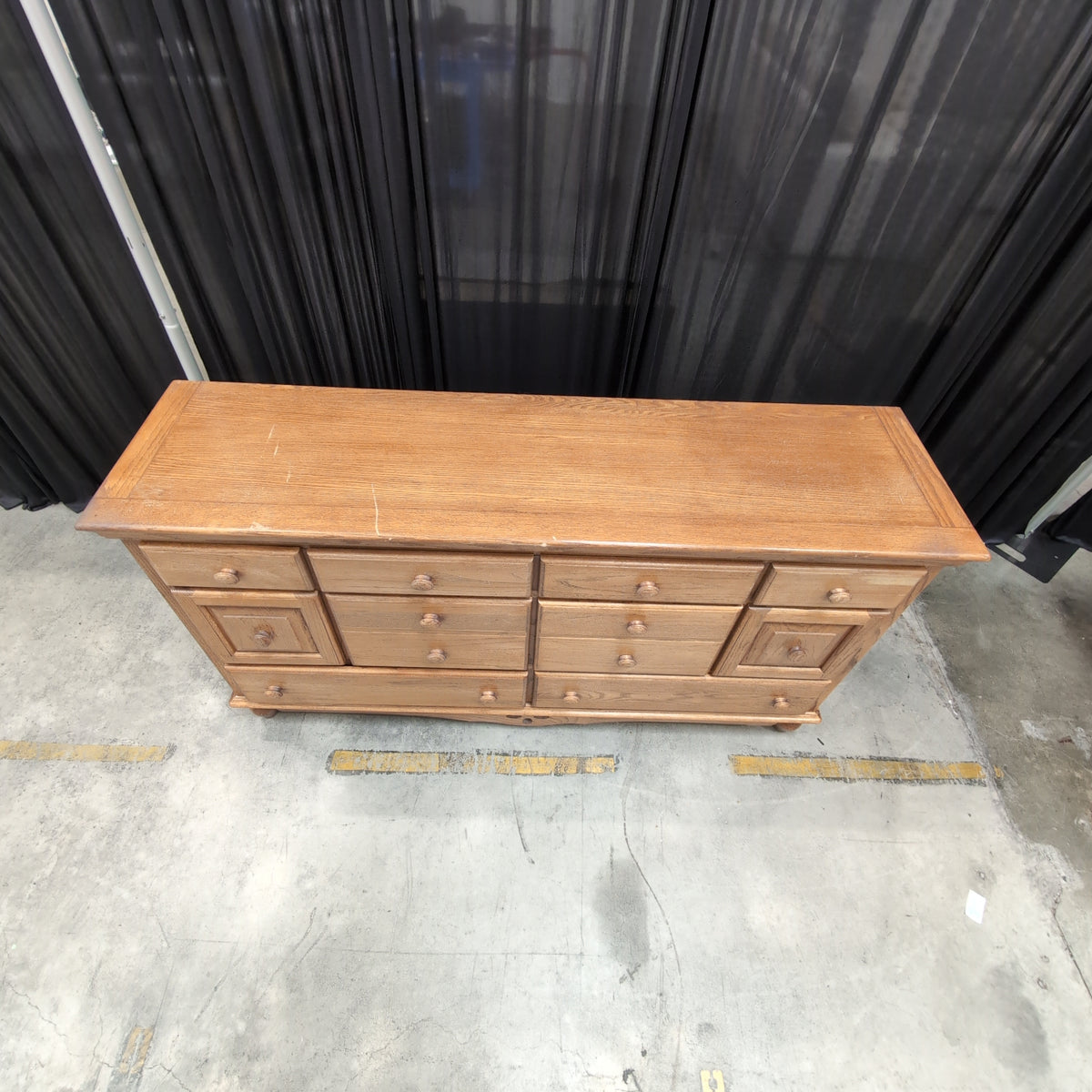 Traditional Wood Dresser with Attached Mirror