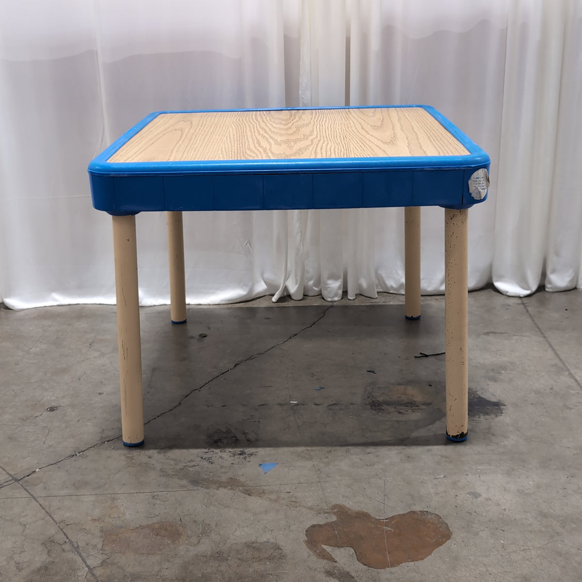 Blue Plastic Frame Kids Table with Wood-Look Top