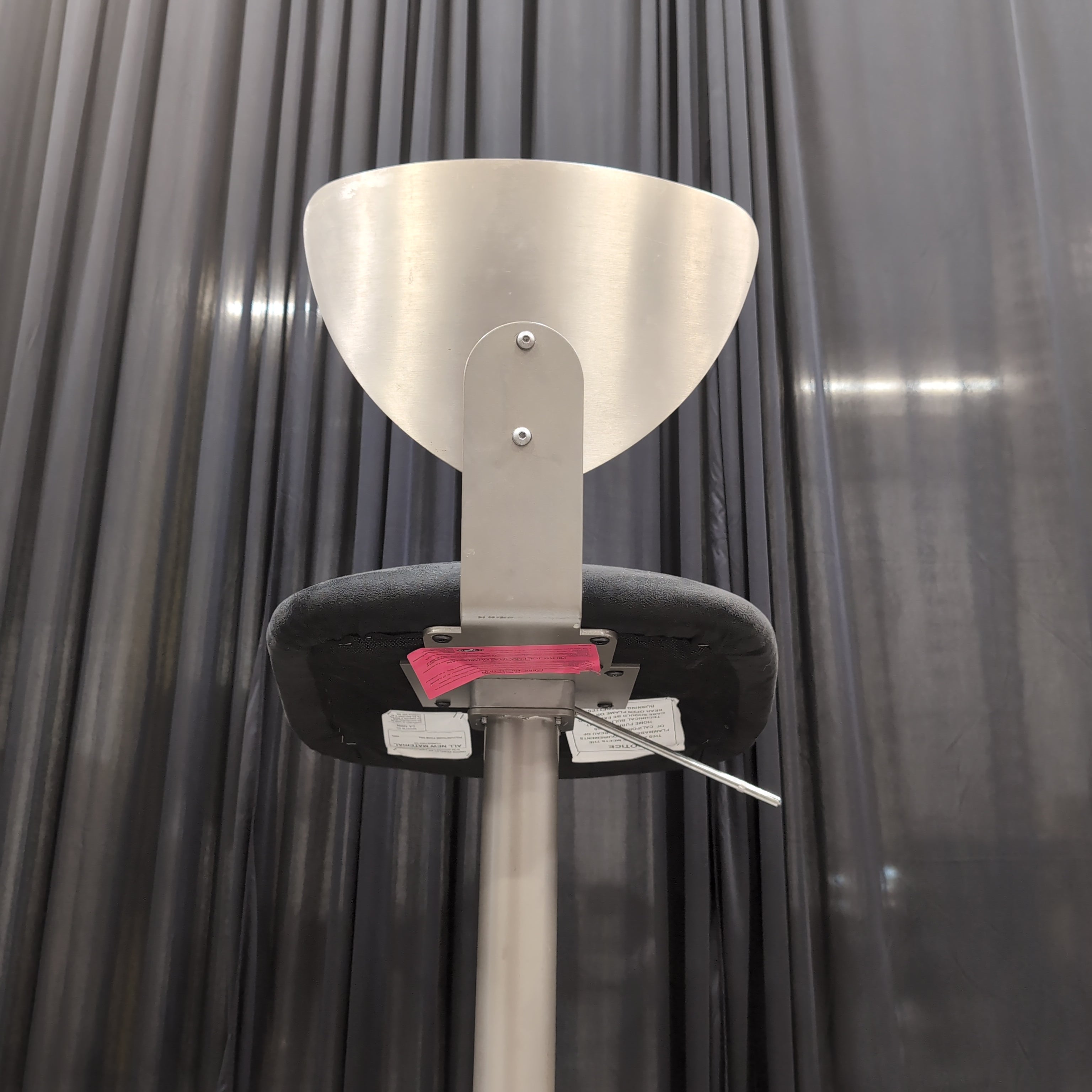 Brushed Metal Adjustable Height Bar Stool with Dark Fabric Seat
