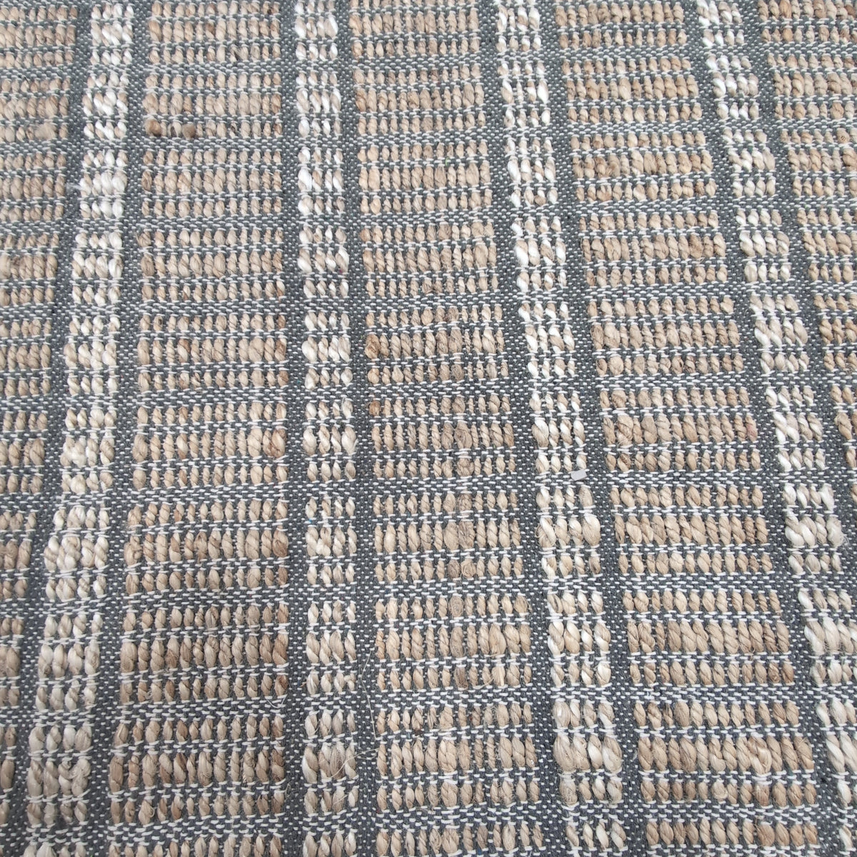 Tan and Grey Striped Area Rug in Natural Fiber