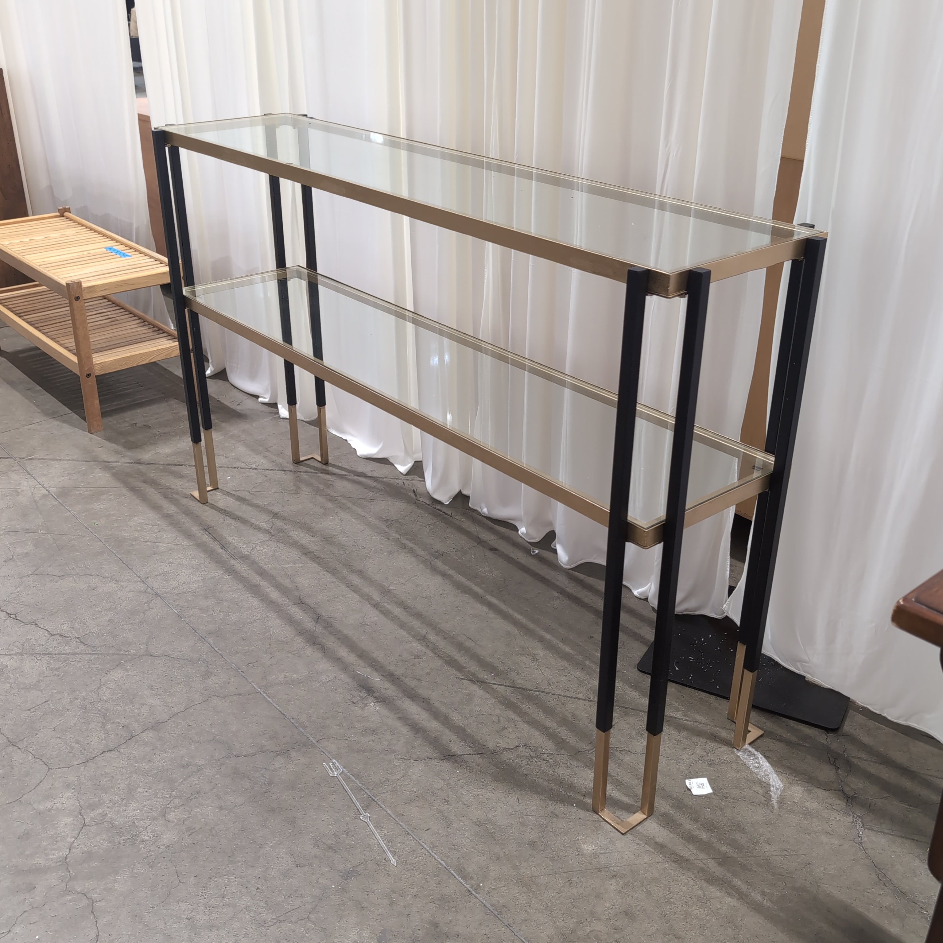 Modern Two-Tier Console Table in Black Metal