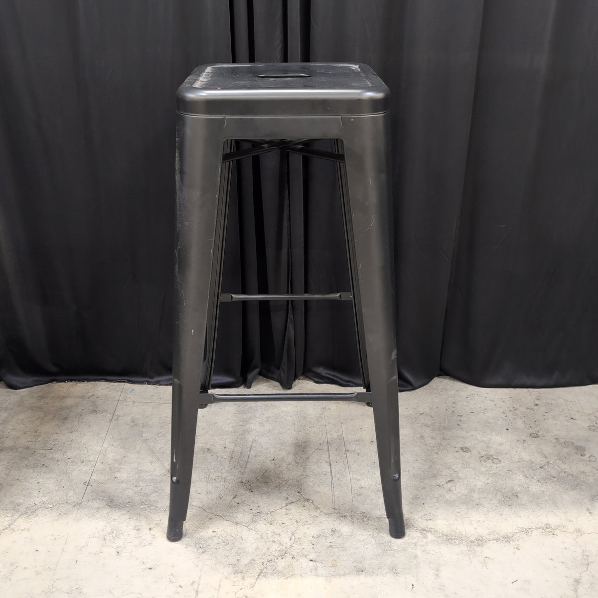 Stackable Black Metal Industrial Style Stool
