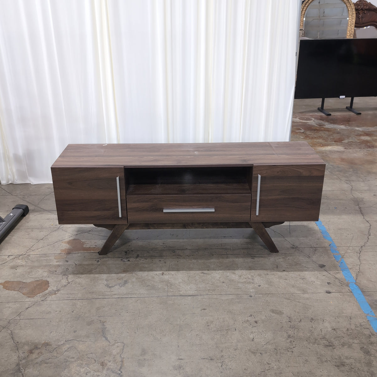 Mid-Century Modern Dark Wood TV Stand