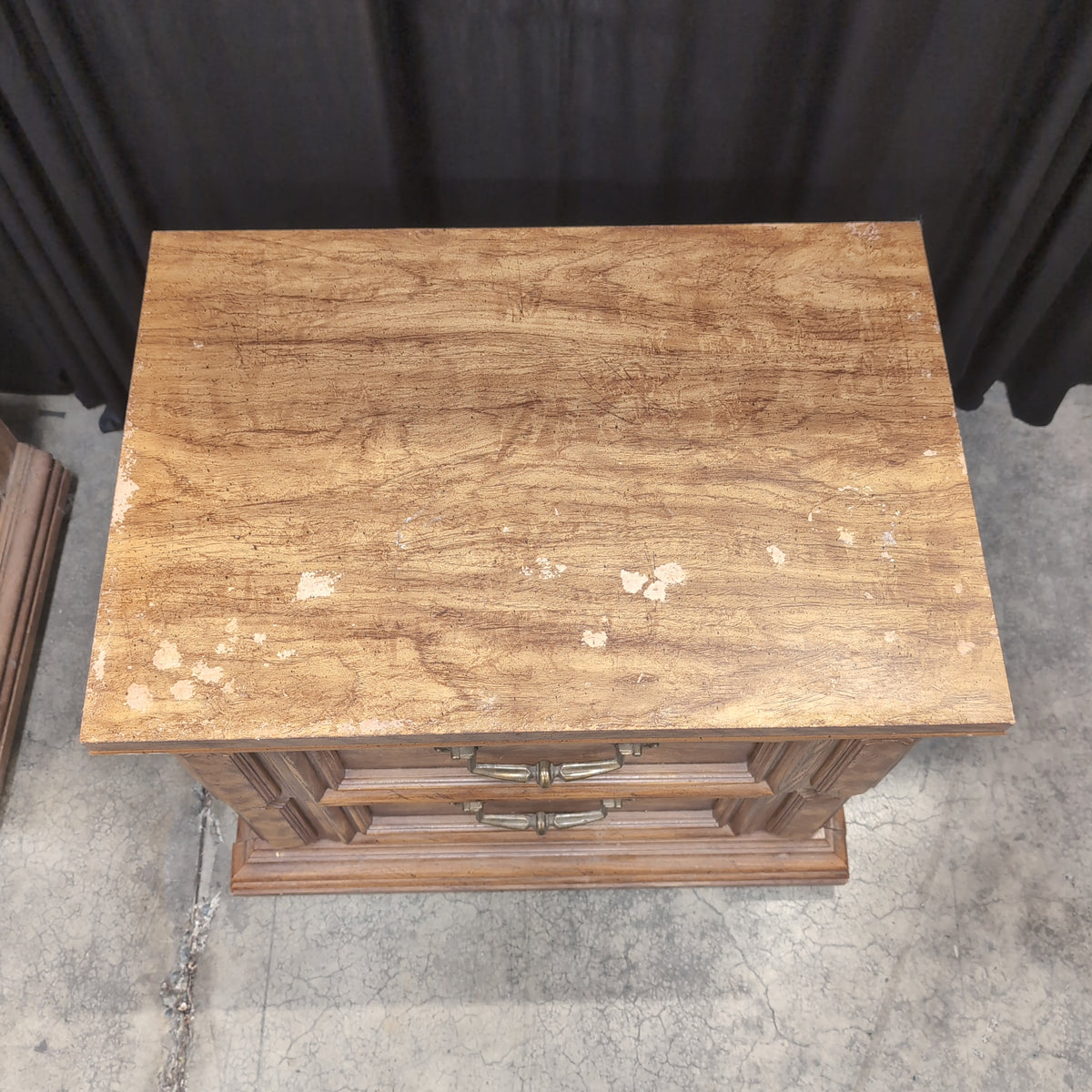Traditional Two-Drawer Nightstand in Medium Brown Wood