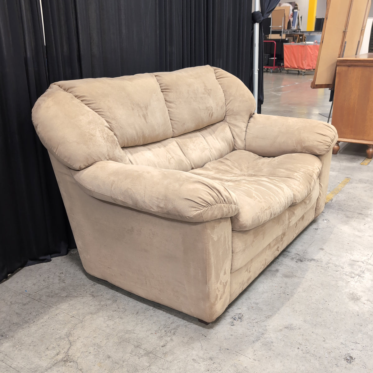 Plush Tan Microfiber Sectional Couch Component