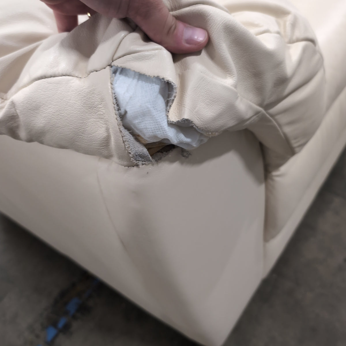 Cream Rolled Arm Loveseat in Leather