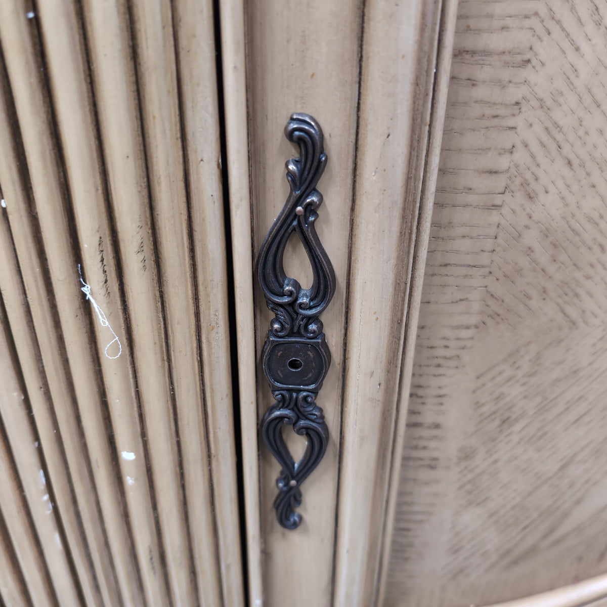Traditional Light Brown Wood Corner Cabinet with Carved Details