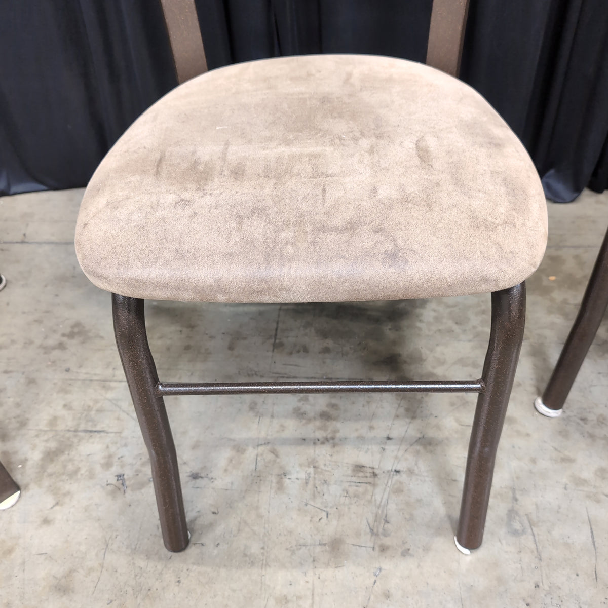 Set of Four Brown Metal Dining Chairs